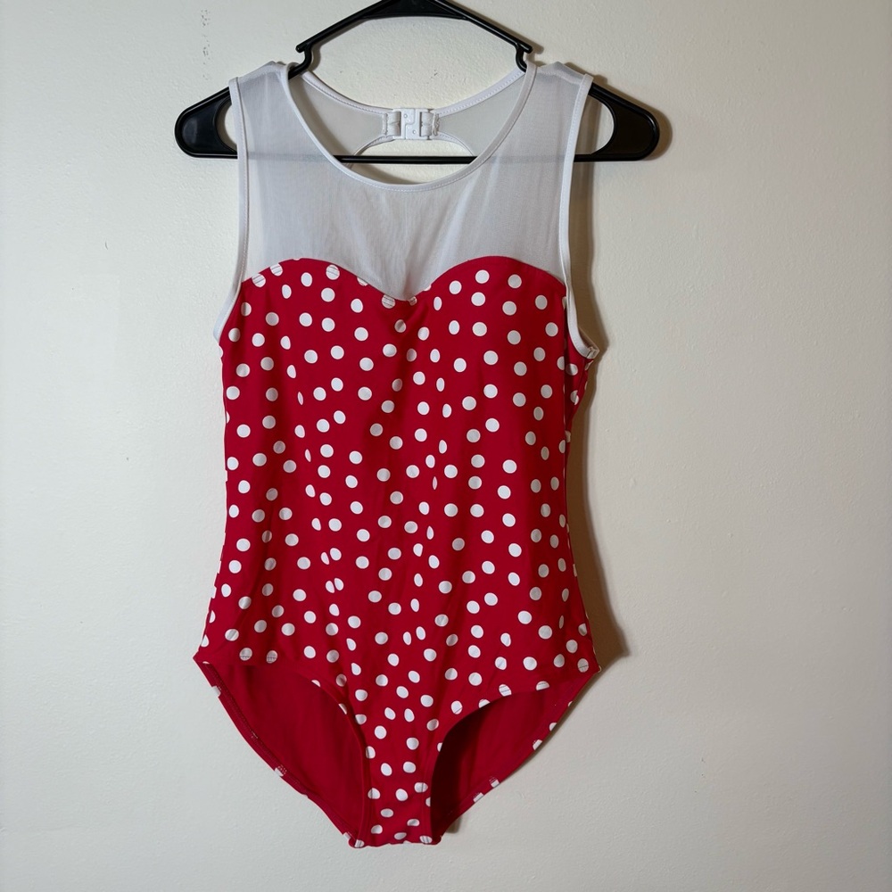 Nip Tuck Red Polka Dot One Piece Swimsuit Women’s Size 8‎